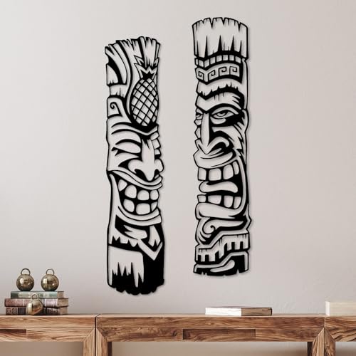 Stylish Decorative Metal Wall Accessory (2 Pieces), Black, 20 x 84 cm, 100% Metal, 1.5 mm Thickness, Perfect for Modern Home Decor & Art Display
