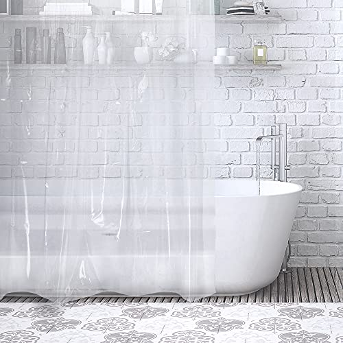ANSIO Shower Curtain 100% EVA Waterproof Mould & Mildew Resistant 180 x 180 cm (71 x 71 Inch) - Eva Crystal Clear - Pack of 2