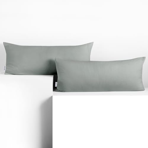 DecoKing 2 Pillowcases 40 x 120 cm Jersey 100% Combed Cotton Zip Steel Amber
