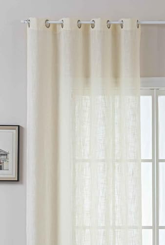 Gardinenbox Seoul 2024110 Curtain Eyelets Coarse Fibre H x W 245 x 140 cm Cream Eyelets Linen Look Structure Plain Semi-Transparent Opaque