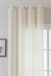 Gardinenbox Seoul 2024110 Curtain Eyelets Coarse Fibre H x W 245 x 140 cm Cream Eyelets Linen Look Structure Plain Semi-Transparent Opaque