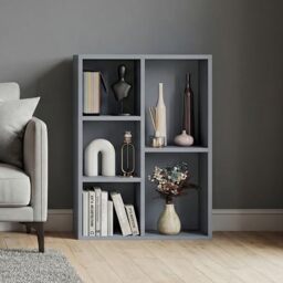 Vida Designs 5 Cube Storage Unit, Grey, Wooden Shelving Display Storage Unit Office Living Room Furniture