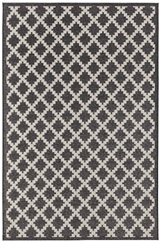 Freundin Home Collection Flat Woven Rug in Macrame Look Dawn Black 155 x 230 cm