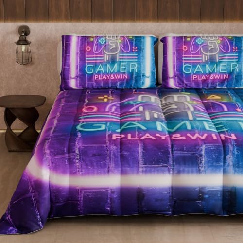 PETTI Artigiani Italiani Printed Winter Duvet 220 ?? 260 cm, Gamer - Reversible Microfibre Quilt, 300 g/m??, Made in Italy