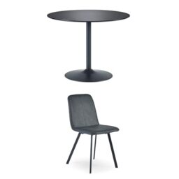 Julian Bowen Nero 100cm Round Table & 4 Goya Black Chairs - H86xW100xD100cm