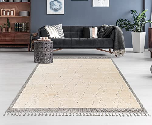 Surya Peoria Geometric Rug - Modern Living Room, Dining Room, Bedroom - Soft Abstract Boho Design, Short Pile for Easy Care - Large 167 x 220 cm, in Beige