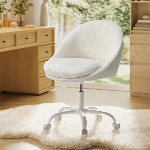 SONGMICS Office Chair, Swivel, Sherpa Fabric, Foam Padding