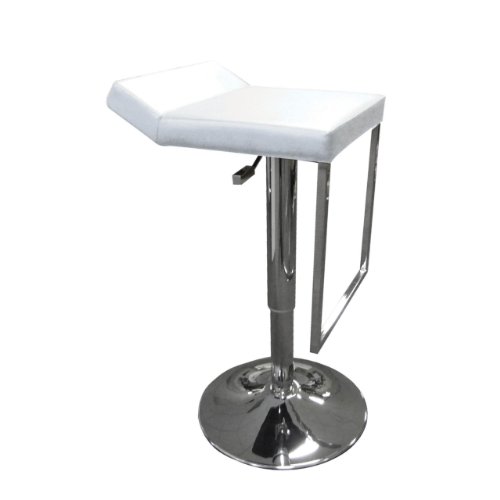 Premier Housewares 71 x 37 x 41 cm Lago Stool with Faux Leather Seat and Chrome Stand, White
