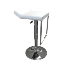 Premier Housewares 71 x 37 x 41 cm Lago Stool with Faux Leather Seat and Chrome Stand, White