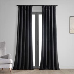 HPD Half Price Drapes Vintage Blackout Curtains for Bedroom & Living Room 50 X 96 Thermal Cross Linen Weave, FLCW-CBO2213-96 (1 Panel) Black