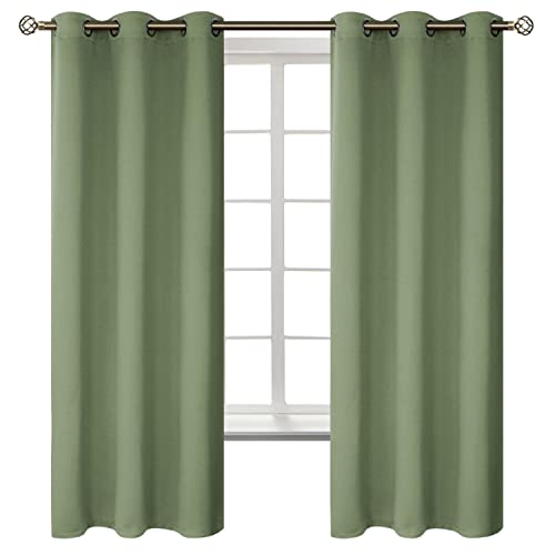 BGment Room Darkening Curtains 63 Inch Long - Grommet Thermal Insulated Curtains Window Treatment Curtains for Bedroom 2 Panels 42 x 63 Inch, Grass Green