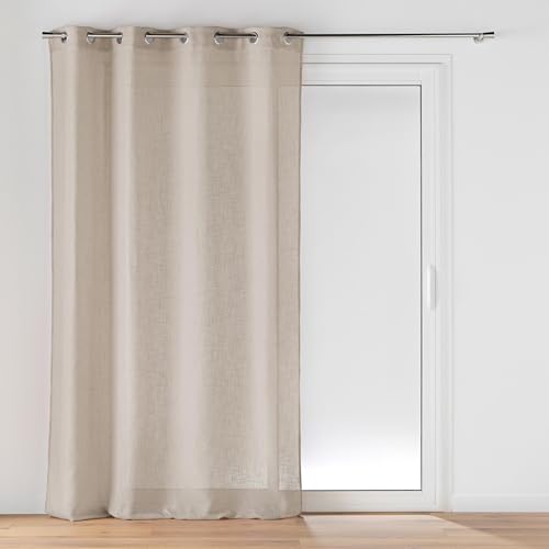 Douceur d'Intérieur, Eyelet Curtain Cloris Taupe 140 x 240 cm Woven Linen Look