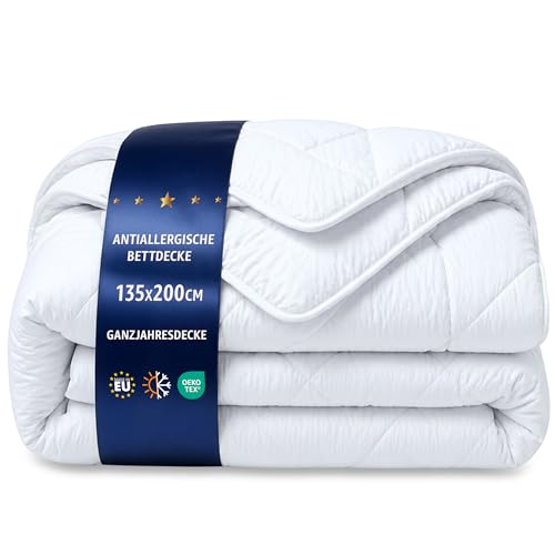 Amazinggirl Duvet without cover 135x200 cm β all-year comforter Quilted and microfiber duvets for bed White warm lightweight 135 x 200 cm Second choice Oeko-Tex