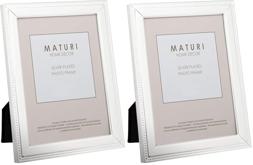 Maturi Silver Plated Photo Frame - Bead Edge Finish, 4 x 6-inch (10 x 15cm) (Pack of 2)