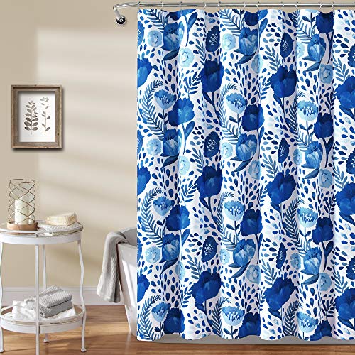 "Lush Decor Blue Poppy Garden Shower Curtain, 72"" x 72"""