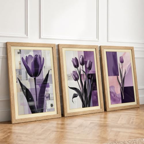 Modern Tulip Study Botanical Set of 3 Framed Wall Art Prints A3