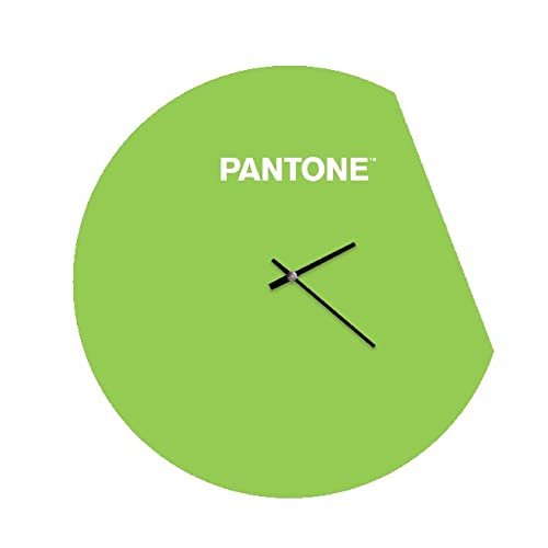 Homemania Moon Round Wall Clock for Living Room Kitchen Office Green White Metal 40 x 0.15 x 40 cm, Dimension du Produit: L40xP0,15xA40 cm, 1,4 kg