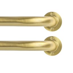 "TANGWIN Gold Wrap Around Curtain Rods 2Pack:Blackout Heavy duty Adjustable Window Curtain Rod for Bedroom,Industrial Darkening Curved French Metal Single Drapery Rods Easy Install,Brushed Gold 28-48"""