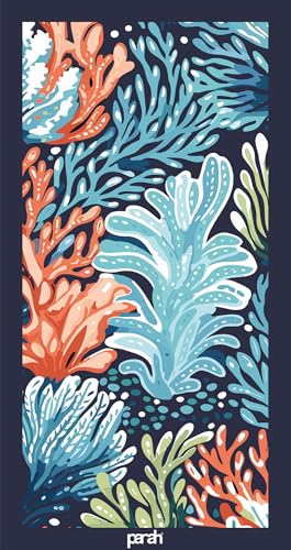 PARAH, Cotton Beach Towel 90x170 cm Extra Soft, Pool Travel, Corals