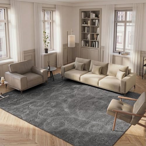 Safavieh Shaggy Indoor Woven Rectangle Area Rug, Florida Shag Collection, SG455, in Grey, 183 X 274 cm for Living Room, Bedroom or Any Indoor Space