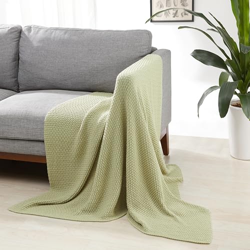 Amazon Basics Knitted Sofa Throw Blanket, Soft Bed Throw for Room Décor, 127 x 152 cm, Sage Green