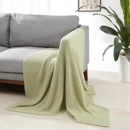 Amazon Basics Knitted Sofa Throw Blanket, Soft Bed Throw for Room Décor, 127 x 152 cm, Sage Green