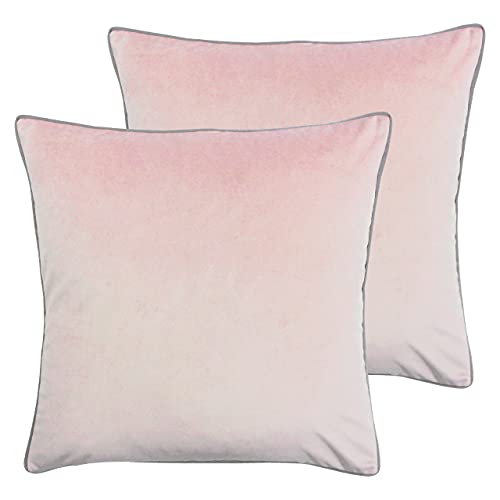 Paoletti Meridian Polyester Filled Cushions (Twin Pack), Polyester, Blush/Grey