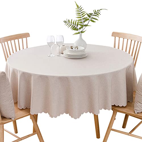 Jeloris Round Waterproof Tablecloth Spill-Proof and Stain Resistant Table Cloth Wrinkle Free Washable Decorative Fabric Table Cover for Kitchen, Dining, Parties, Buffet, Wedding(70 inch, Beige)