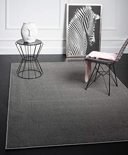 "Mia's Teppiche ""Emma Living Room Rug, Short Pile, 120 cm round, Anthracite"