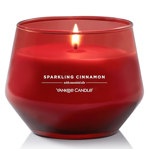 Yankee Candle Studio Scented Candle Sparkling Cinnamon Medium Candle Long Burning Candles: 35-50 Hours Stylish Glass Vessel Design with Red Wax Perfect Gifts for WomenGifts for MumWedding Gifts & More