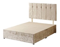 WINDSOR Velvet Divan Base with 4 Drawers and Headboard, Fabric, Cream, Double