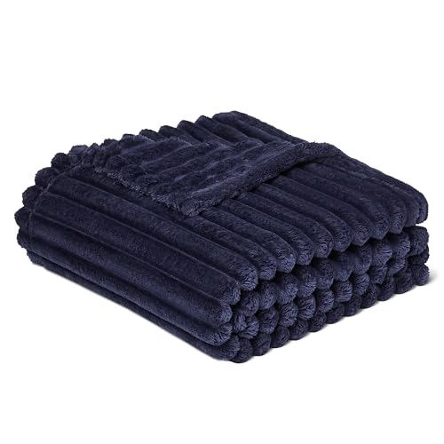 Amazon Basics Extra Plush Throw Blanket for Sofa & Bed, Soft Lightweight Fleece Blanket, Indigo Navy, 50??? (127.0cm) x 60??? (152.4cm)