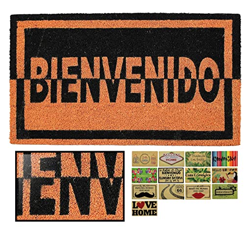 LucaHome Natural 40 x 70 cm Non-Slip Coir Mat Welcome to Two Colours Absorbent Entrance Door Mat Ideal for Indoor and Outdoor Use