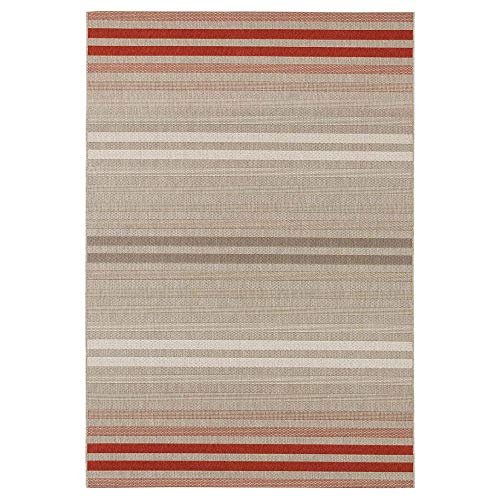 NORTHRUGS Indoor and Outdoor Rug 80 x 200 cm - Weatherproof Modern Striped Design Line Pattern Runner Patio Rug Balcony Rug Kitchen Runner Bath Rug Living Room Rug Waterproof in Red Grey