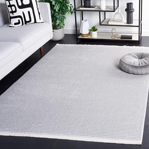 Safavieh Geometric Rug for Living Room, Dining Room, Bedroom - Whisper Collection, Short Pile, Grey, 122 x 183 cm
