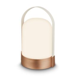 BRILONER - Rechargeable Table Lamp, 3-Level Dimmer, Memory Function, IP44, USB-C Charging Cable, Night Light, Battery Lamp, LED Light, 14.5 x 13.5 x 24 cm, Bronze Metallic White