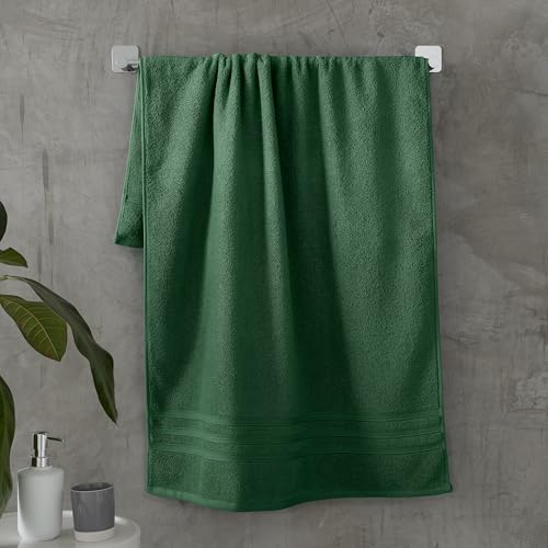 Catherine Lansfield Zero Twist Cotton 90x140cm Bath Sheet Pair Dark Green