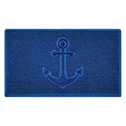 Nicoman Anchor Embossed Shape Door Mat Dirt-Trapper Washable Barrier Doormat-(Use Indoor or Sheltered Outdoor)-(75x44cm/29.5x17.3inches,Medium) Blue
