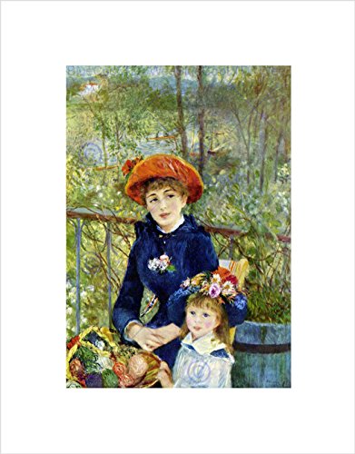 Wee Blue Coo RENOIR ON TERRACE OLD MASTER BLACK FRAMED ART PRINT B12X1649