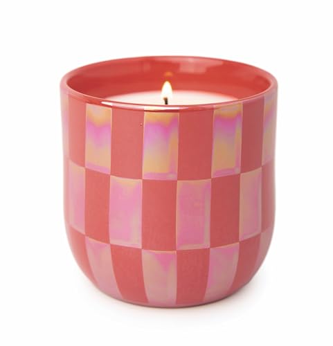 Paddywax Scented Candles Lustre Iridescent Ceramic Luxury Artisan Candle, 283g, Matte Coral - Cactus Flower