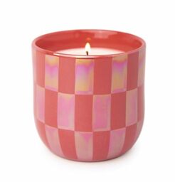 Paddywax Scented Candles Lustre Iridescent Ceramic Luxury Artisan Candle, 283g, Matte Coral - Cactus Flower