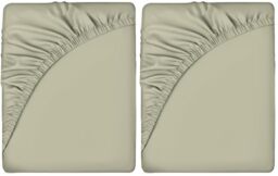 Sleepdown Fitted Sheet Super Soft Cosy Easy Care Polycotton Bed Linen Luxury Bedding Bedsheet 25cm Deep Non Iron - Ivory - Double (Pack of 2)