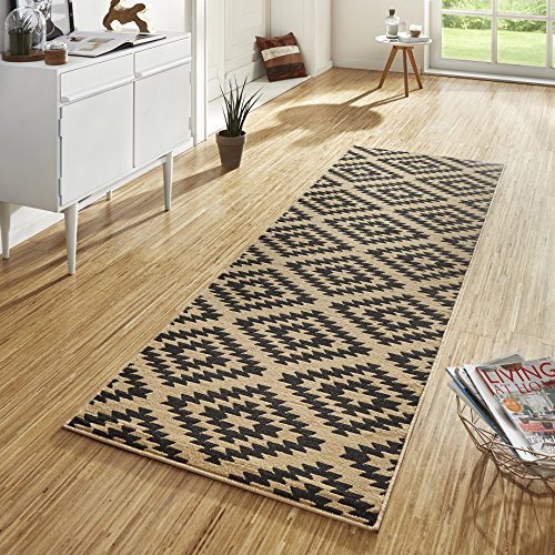 Hanse Home Nordic Rug Runner, 80 x 200 cm, Soft Short Pile Rug, Modern Diamond Design Runner for Hallway, Bedroom, Children's Room, Bathroom, Living Room, Kitchen, Decorative Runner - Brown