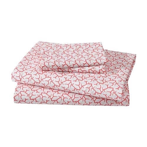 Elite Home Hotel Coastal Microfiber Print Sheet Sets, Burnt Coral, King
