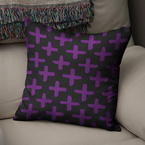 Bonamaison Decorative Cushion Cover Purple & Black, Throw Pillow Covers, Home Decorative Pillowcases for Livingroom, Sofa, Bedroom, Size: 43X43 Cm - Designed and Manufactured in Turkey