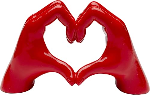 Kare Design Decorative Figurine Holding Heart, Red, 26cm Height, Handcrafted Decor Object, Accessoires, Decoration Gift Idea Living Room