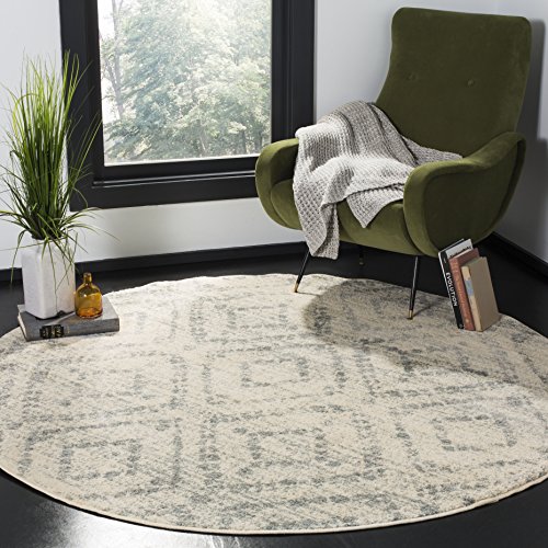 Safavieh Modern Rug for Living Room, Dining Room, Bedroom - Adirondack Collection, Short Pile, in Ivory and Light Blue, 120 X 120 cm