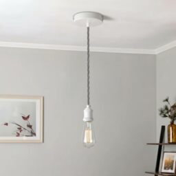 LEDSone Vintage E27 Pendant Light Fitting White Ceiling Rose