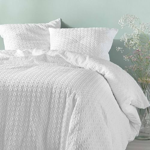 Douceur d'Intérieur, Litea, 3-Piece Duvet Cover Set (240 x 220 cm) Waffle Microfibre