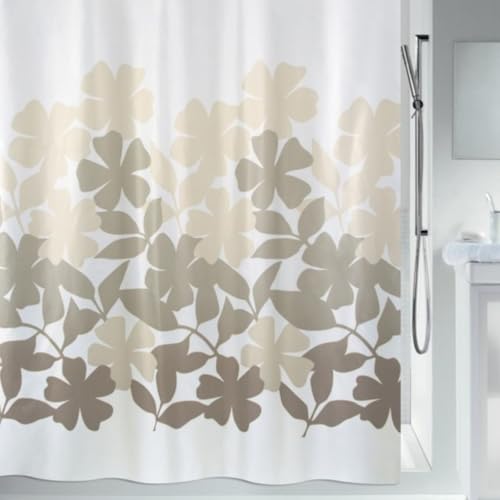 Spirella Fleury Collection Textile Shower Curtain 240 x 180 cm, 100% Polyester, Beige